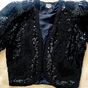 Vintage SKC Black Sequin Blazer Jacket Size: L